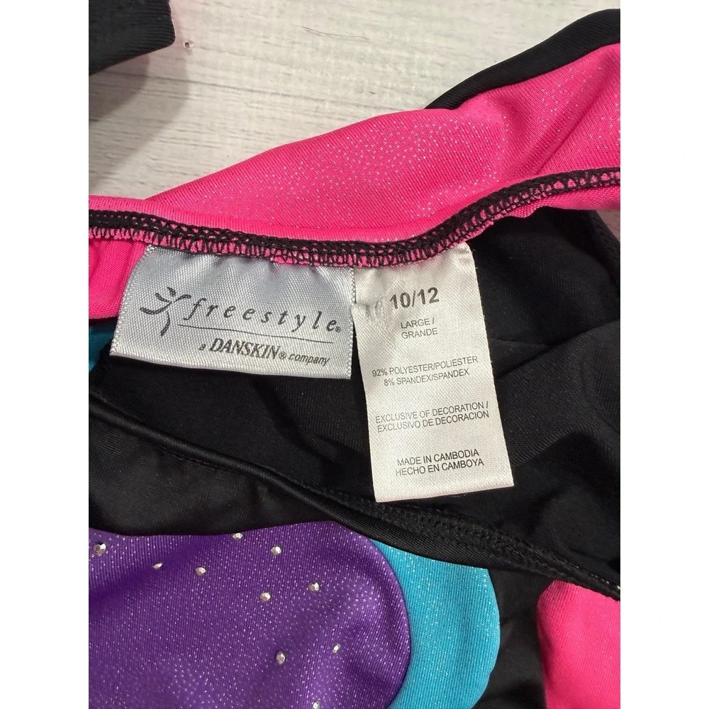Freestyle by Danskin girls one piece leotard black pink purple blue 10/12